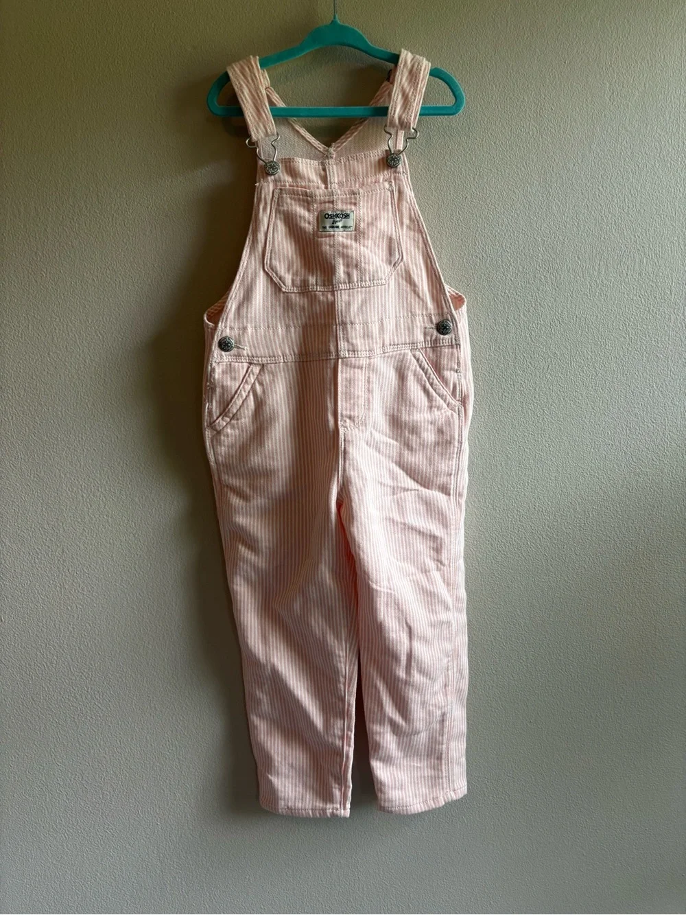 OshKosh B'gosh Light Pink Striped Kids Overalls